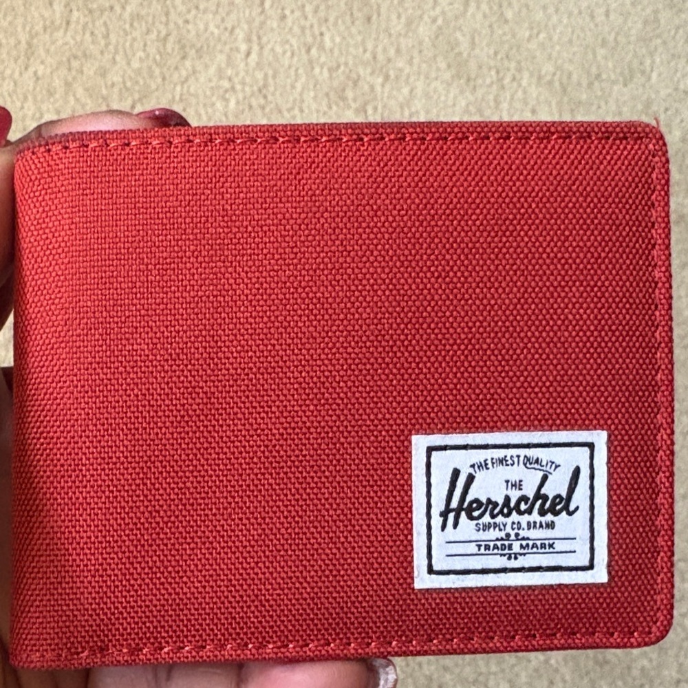Herschel Supply Company Red Canvas Bifold Wallet with Patch